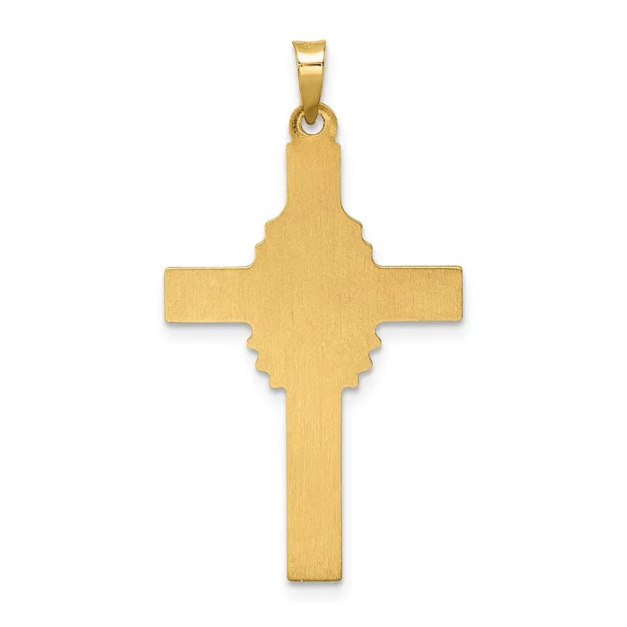 TreasureFineJewelers Necklaces 14k Yellow Gold Polished and Satin Hollow Cross Pendant