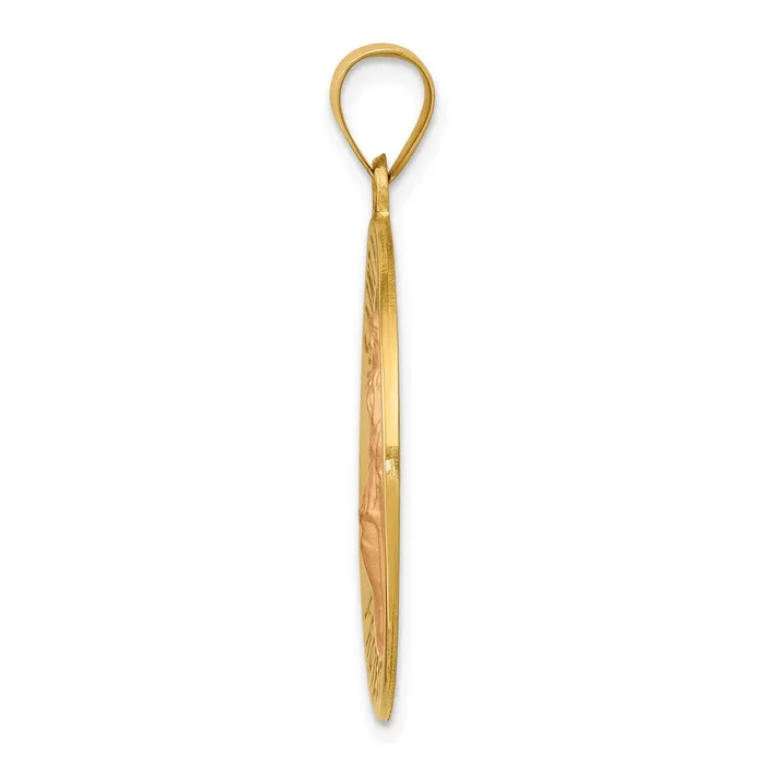 TreasureFineJewelers Necklaces 14k Yellow Gold Polished and Satin St Florian Medal Hollow Pendant