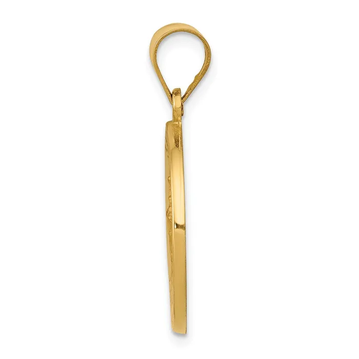 TreasureFineJewelers Necklaces 14k Yellow Gold Polished and Satin St George Medal Hollow Pendant