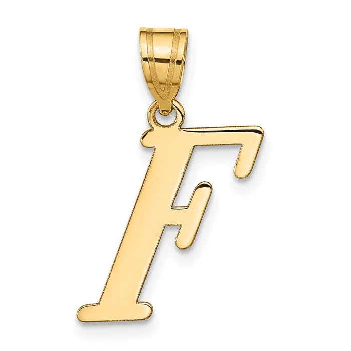 TreasureFineJewelers Necklaces 14k Yellow Gold Polished Letter F Initial Pendant TreasureFineJewelers Necklaces 14k Yellow Gold Polished Letter F Initial Pendant