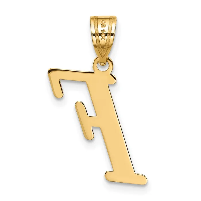 TreasureFineJewelers Necklaces 14k Yellow Gold Polished Letter F Initial Pendant