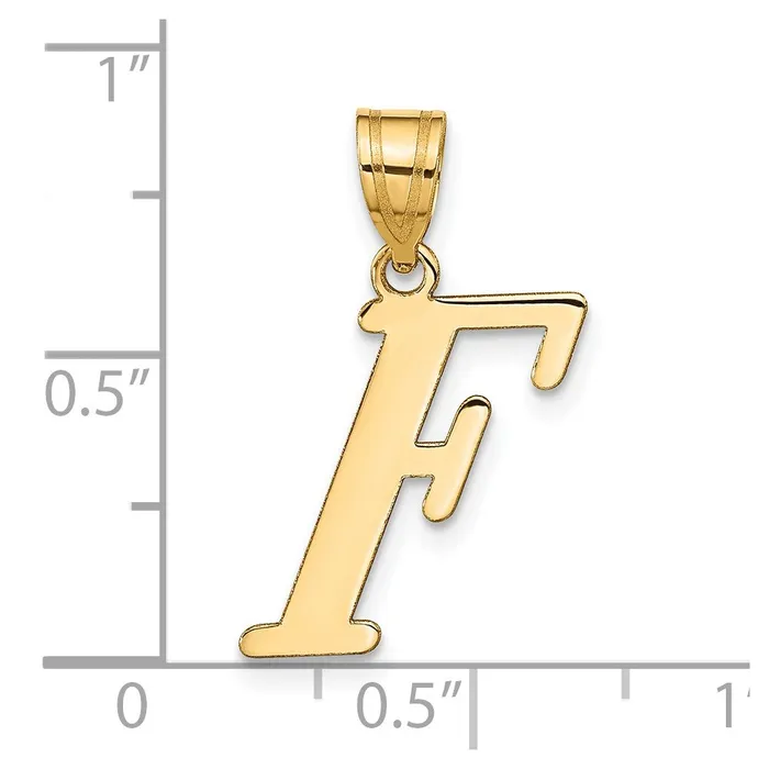TreasureFineJewelers Necklaces 14k Yellow Gold Polished Letter F Initial Pendant
