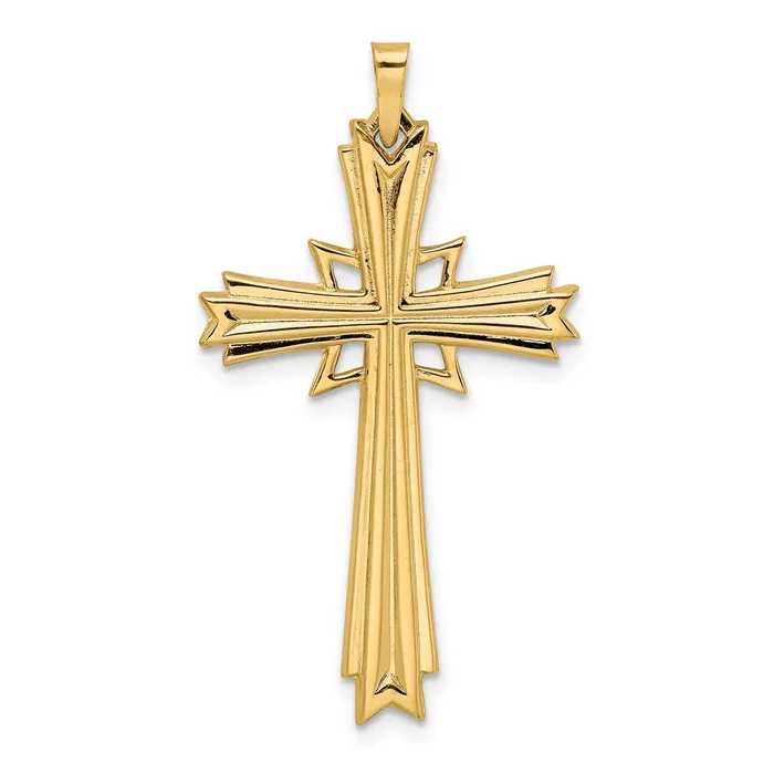 TreasureFineJewelers Necklaces 14k Yellow Gold Polished Solid Fancy Cross Pendant TreasureFineJewelers Necklaces 14k Yellow Gold Polished Solid Fancy Cross Pendant