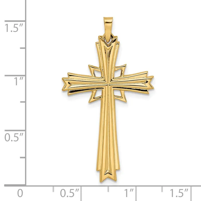 TreasureFineJewelers Necklaces 14k Yellow Gold Polished Solid Fancy Cross Pendant