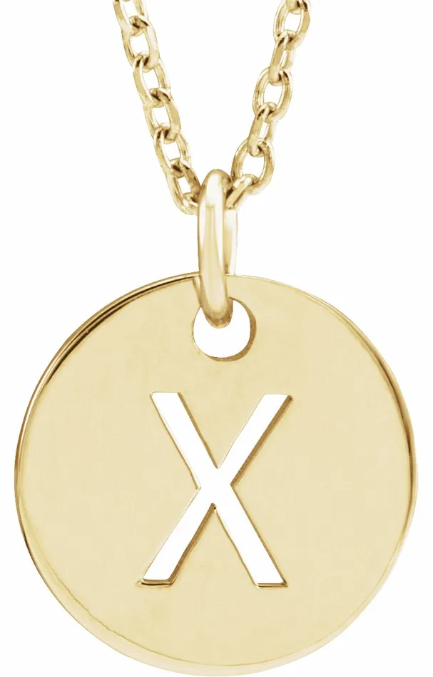 TreasureFineJewelers Necklaces 18K Yellow GoldPlated Sterling Silver Initial X 10 mm Disc 1618 Necklace TreasureFineJewelers Necklaces 18K Yellow GoldPlated Sterling Silver Initial X 10 mm Disc 1618 Necklace