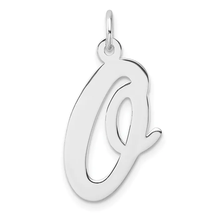 TreasureFineJewelers Necklaces Large Sterling Silver Rhodiumplated Script Letter O Initial Charm TreasureFineJewelers Necklaces Large Sterling Silver Rhodiumplated Script Letter O Initial Charm