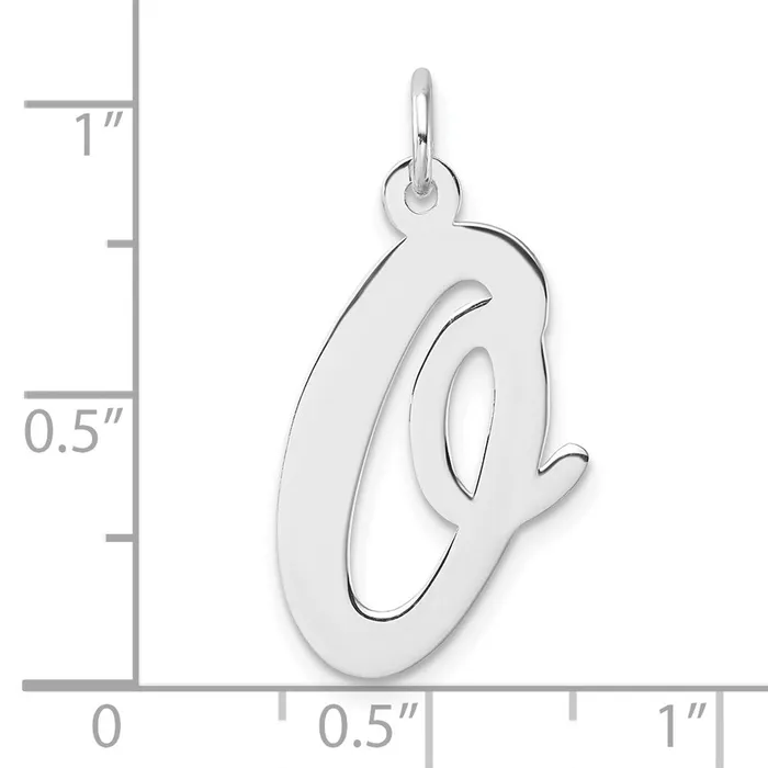 TreasureFineJewelers Necklaces Large Sterling Silver Rhodiumplated Script Letter O Initial Charm