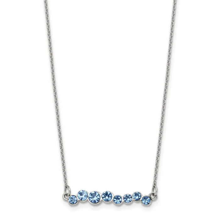 TreasureFineJewelers Necklaces Stainless Steel Polished wBlue Preciosa Crystal w2in ext 16in Necklace TreasureFineJewelers Necklaces Stainless Steel Polished wBlue Preciosa Crystal w2in ext 16in Necklace