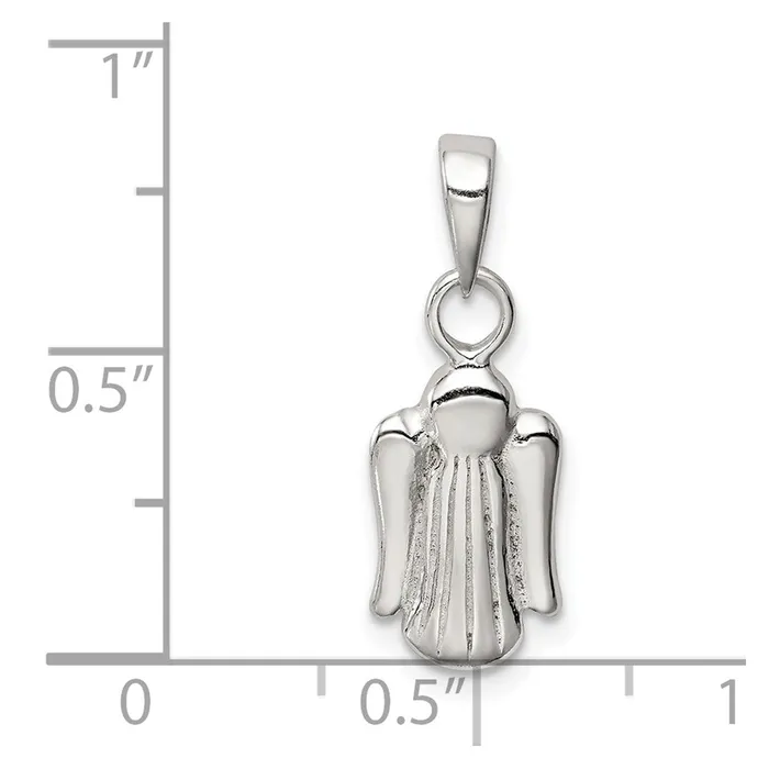 TreasureFineJewelers Necklaces Sterling Silver 3D Angel Pendant