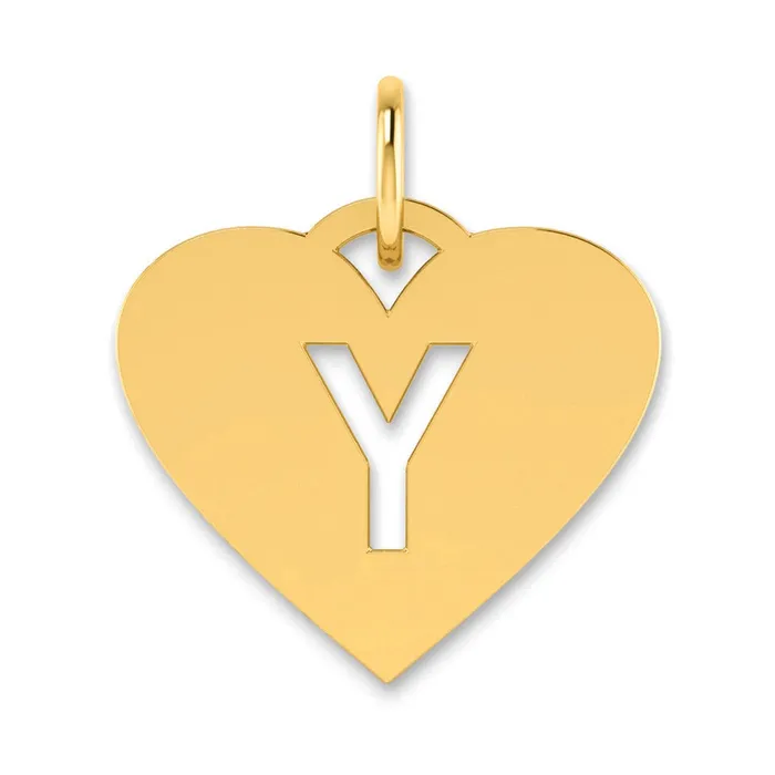 TreasureFineJewelers Necklaces Sterling Silver Goldplated Initial Letter Y Heart Initial Charm TreasureFineJewelers Necklaces Sterling Silver Goldplated Initial Letter Y Heart Initial Charm