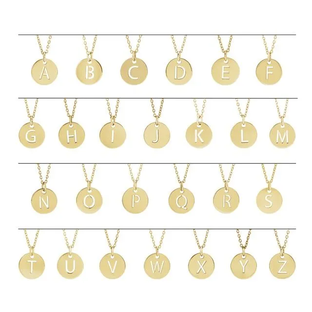 TreasureFineJewelers Necklaces Sterling Silver Initial A 10 mm Disc 1618 Necklace