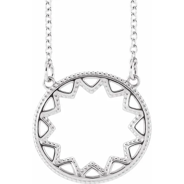 TreasureFineJewelers Necklaces Sterling Silver Milgrain Sun 1618 Necklace TreasureFineJewelers Necklaces Sterling Silver Milgrain Sun 1618 Necklace