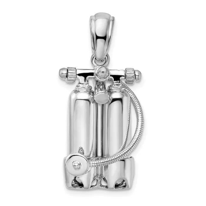 TreasureFineJewelers Necklaces Sterling Silver Polished 3D Scuba Tanks wHose Pendant