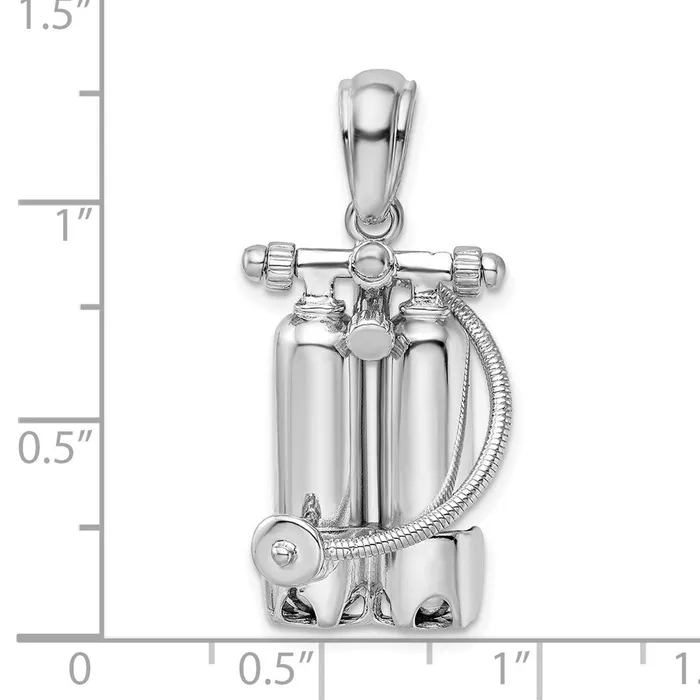 TreasureFineJewelers Necklaces Sterling Silver Polished 3D Scuba Tanks wHose Pendant