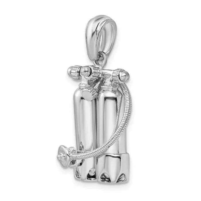 TreasureFineJewelers Necklaces Sterling Silver Polished 3D Scuba Tanks wHose Pendant