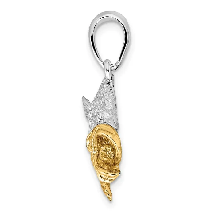 TreasureFineJewelers Necklaces Sterling Silver Polished Jumping Bass w14k Accents Pendant