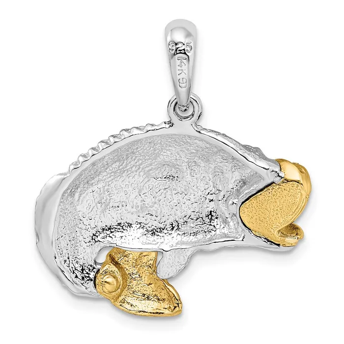 TreasureFineJewelers Necklaces Sterling Silver Polished Jumping Bass w14k Accents Pendant