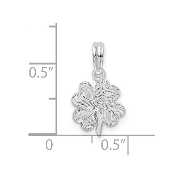 TreasureFineJewelers Necklaces Sterling Silver PolishedTextured Shamrock Pendant