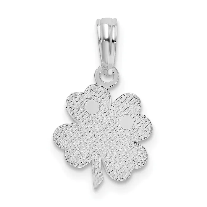 TreasureFineJewelers Necklaces Sterling Silver PolishedTextured Shamrock Pendant