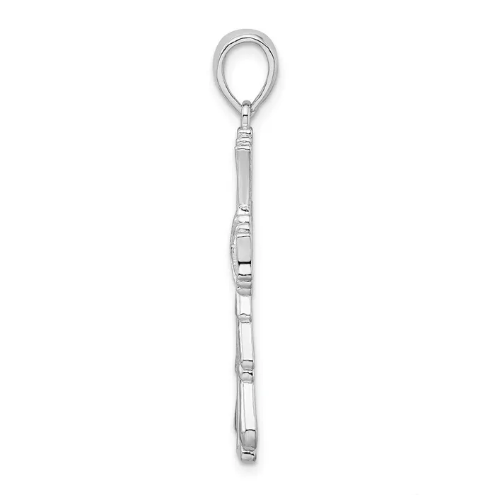 TreasureFineJewelers Necklaces Sterling Silver Polished XCenter Cutout Cross Pendant
