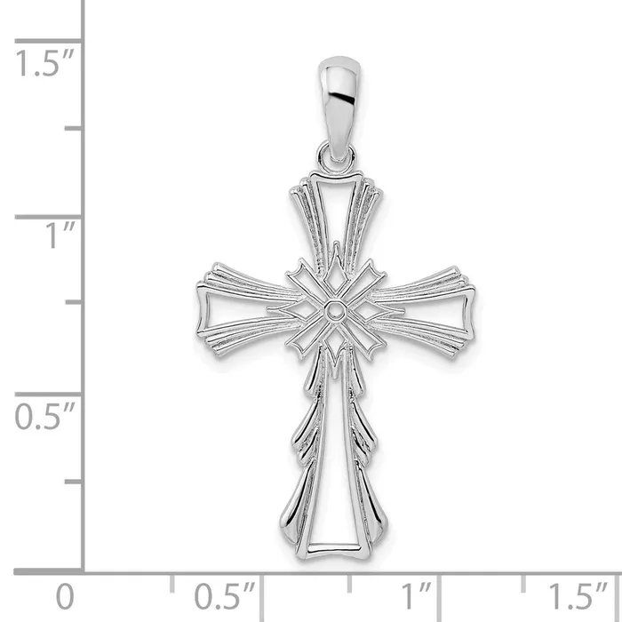 TreasureFineJewelers Necklaces Sterling Silver Polished XCenter Cutout Cross Pendant