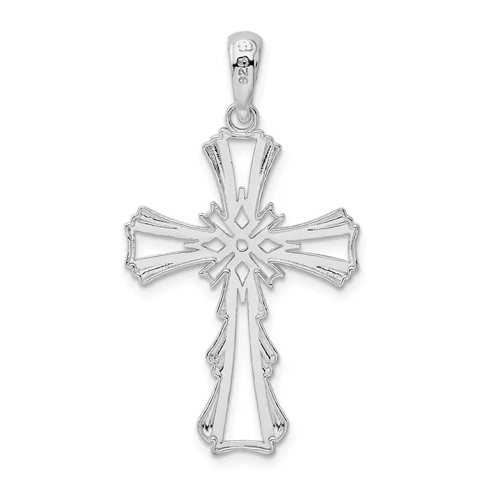 TreasureFineJewelers Necklaces Sterling Silver Polished XCenter Cutout Cross Pendant