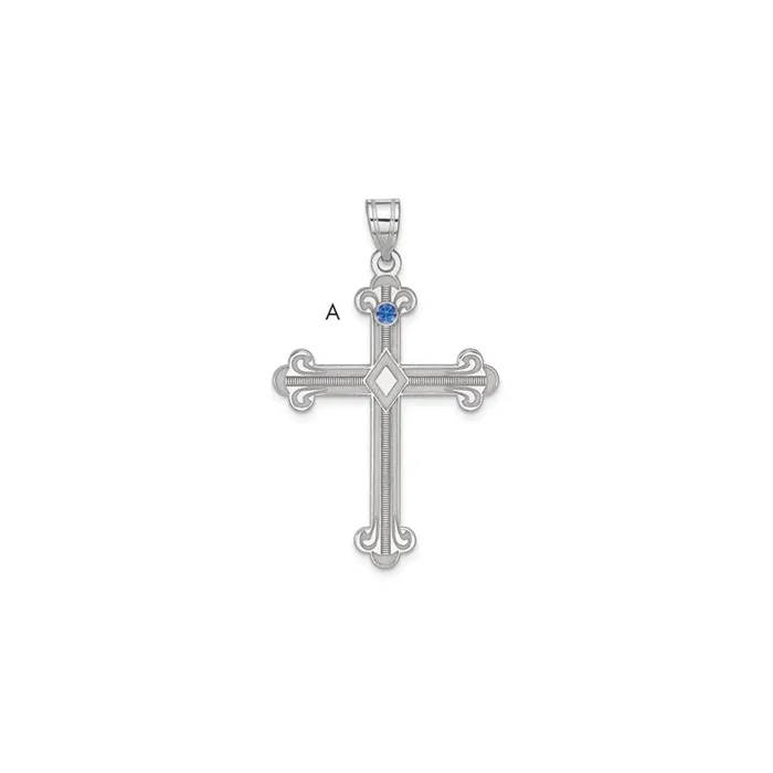 TreasureFineJewelers Necklaces Sterling Silver Rhplt Crystal Family Cross Pendant TreasureFineJewelers Necklaces Sterling Silver Rhplt Crystal Family Cross Pendant