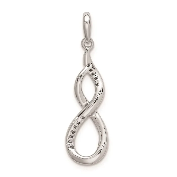 TreasureFineJewelers Necklaces Sterling Silver Rhodium Diam Figure 8 Pendant