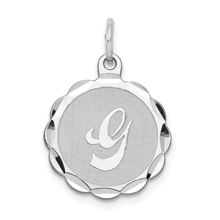 TreasureFineJewelers Necklaces Sterling SilverRhodiumplated Brocaded Letter G Initial Pendant TreasureFineJewelers Necklaces Sterling SilverRhodiumplated Brocaded Letter G Initial Pendant