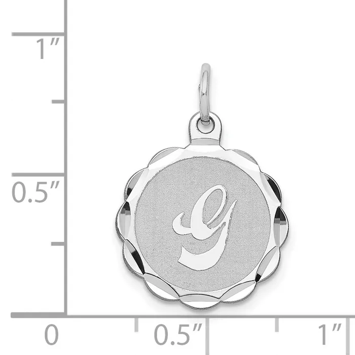 TreasureFineJewelers Necklaces Sterling SilverRhodiumplated Brocaded Letter G Initial Pendant
