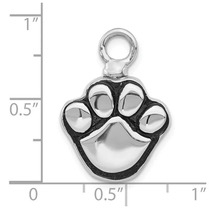 TreasureFineJewelers Necklaces Sterling Silver Rhodiumplated Enameled Paw Ash Holder Bottle Pendant