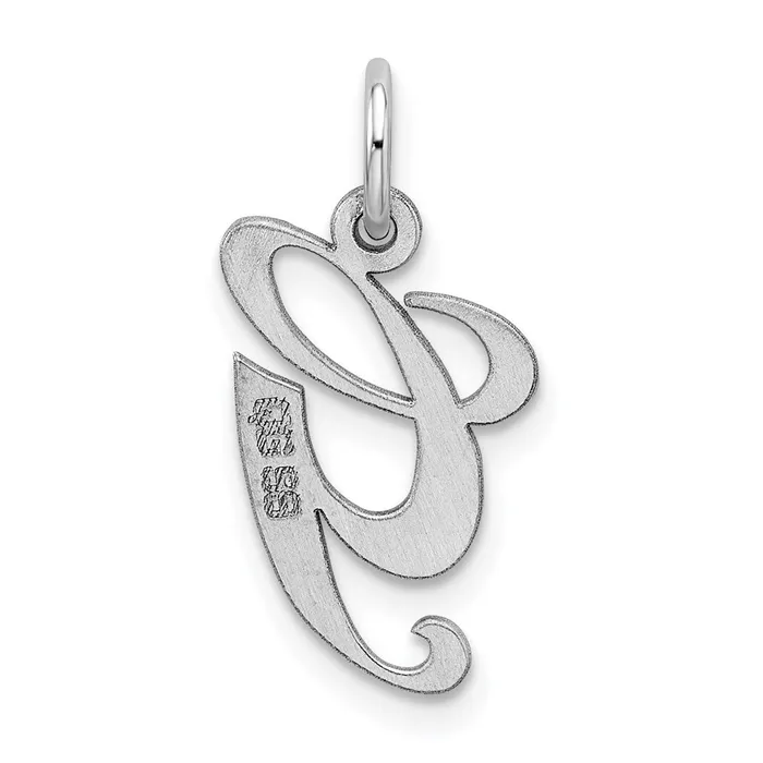 TreasureFineJewelers Necklaces Sterling Silver Rhodiumplated Fancy Script Letter G Initial Charm