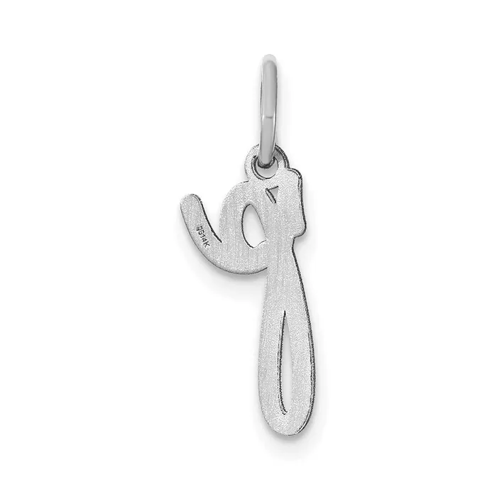 TreasureFineJewelers Necklaces Sterling Silver Rhodiumplated Lower case Letter P Initial Charm