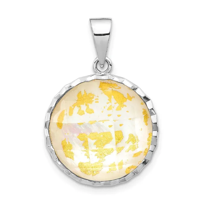 TreasureFineJewelers Necklaces Sterling Silver Rhodiumplated MOP Pendant