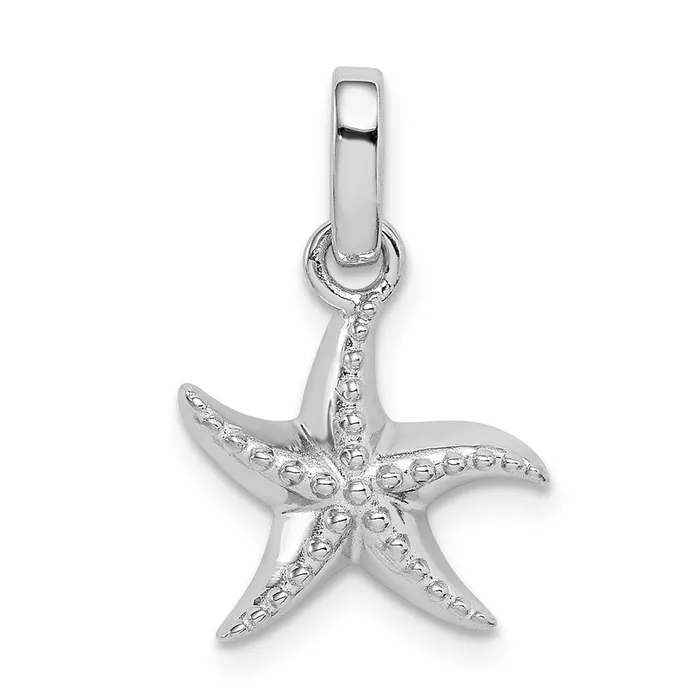 TreasureFineJewelers Necklaces Sterling Silver Rhodiumplated Polished Textured Starfish Pendant TreasureFineJewelers Necklaces Sterling Silver Rhodiumplated Polished Textured Starfish Pendant