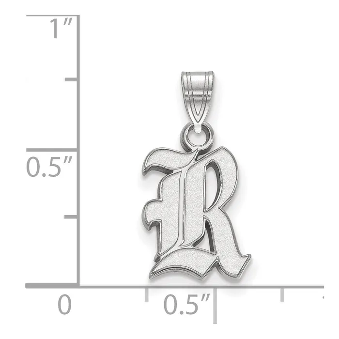 TreasureFineJewelers Necklaces Sterling Silver Rhodiumplated Rice University Letter R Small Pendant