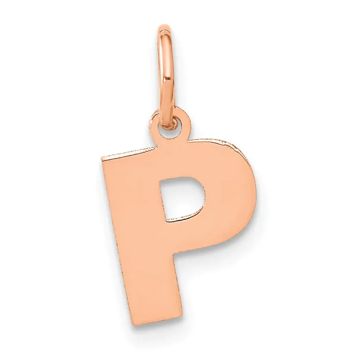 TreasureFineJewelers Necklaces Sterling Silver Roseplated Letter P Initial Pendant TreasureFineJewelers Necklaces Sterling Silver Roseplated Letter P Initial Pendant