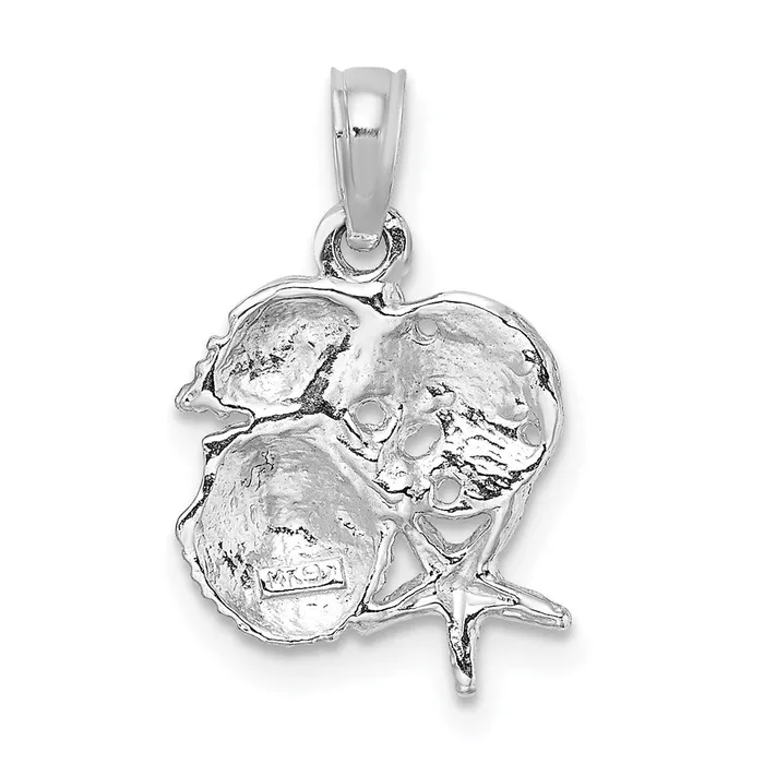TreasureFineJewelers PreStyled Sets 14k White Gold Polished Mini Shell Cluster Pendant
