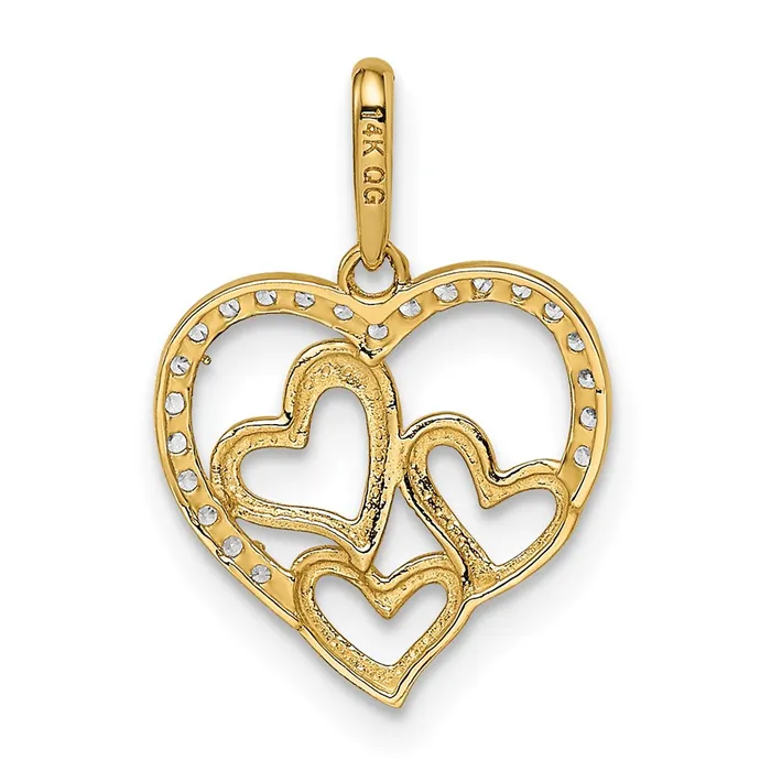 TreasureFineJewelers PreStyled Sets 14k Yellow Gold CZ Hearts Pendant