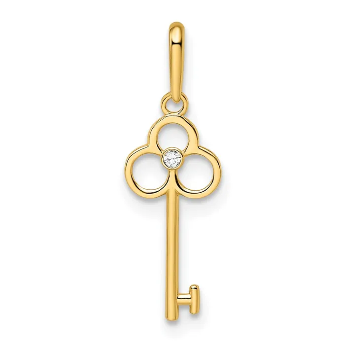 TreasureFineJewelers PreStyled Sets 14k Yellow Gold CZ Key Pendant