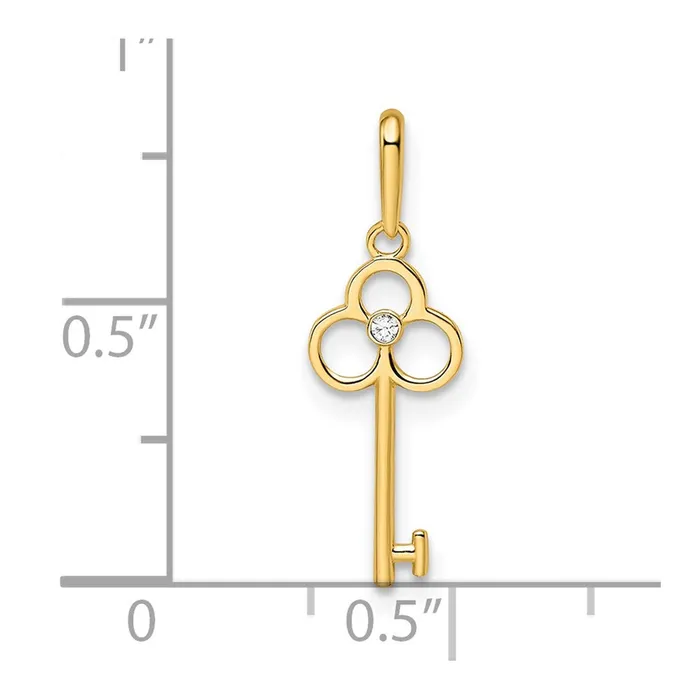TreasureFineJewelers PreStyled Sets 14k Yellow Gold CZ Key Pendant