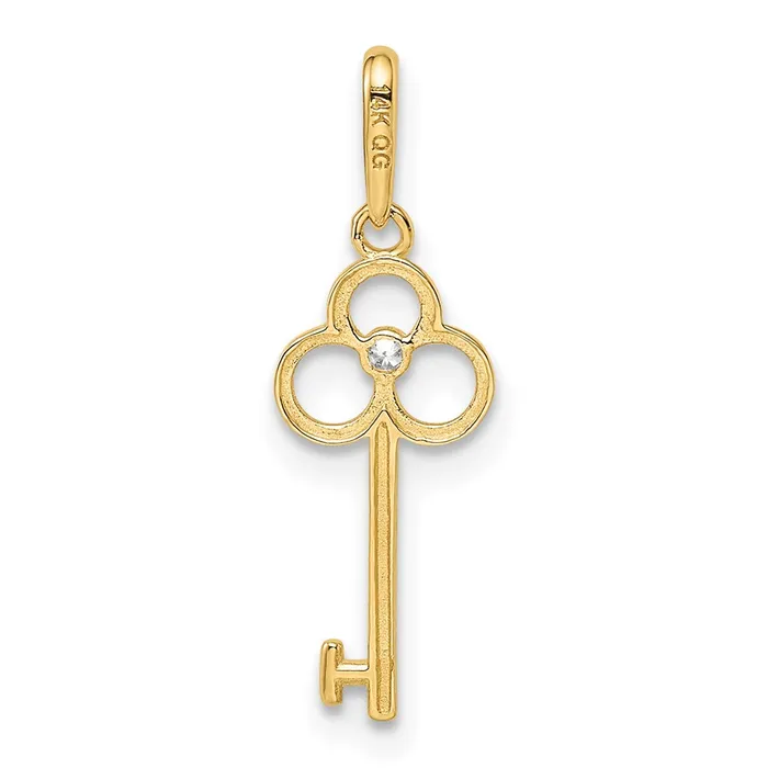 TreasureFineJewelers PreStyled Sets 14k Yellow Gold CZ Key Pendant