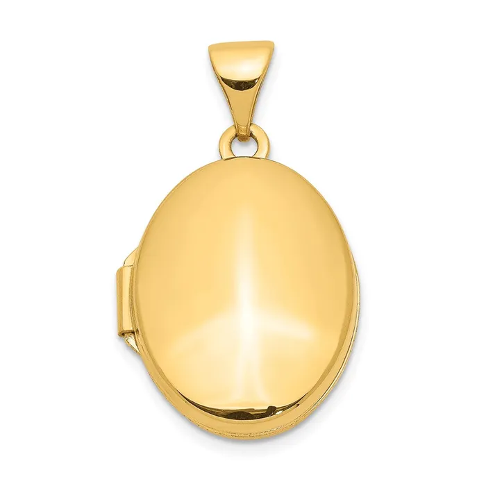 TreasureFineJewelers PreStyled Sets 14k Yellow Gold Plain Polished Oval Locket TreasureFineJewelers PreStyled Sets 14k Yellow Gold Plain Polished Oval Locket
