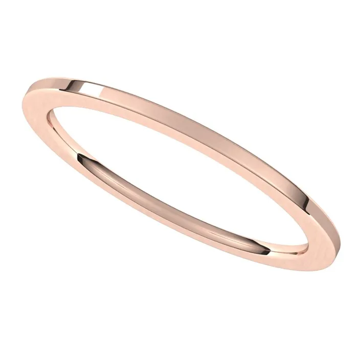 TreasureFineJewelers Rings 10K Rose Gold 1 mm flat comfort fit Wedding Band