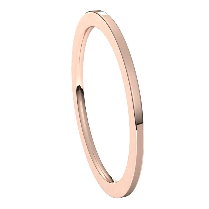 TreasureFineJewelers Rings 10K Rose Gold 1 mm flat comfort fit Wedding Band