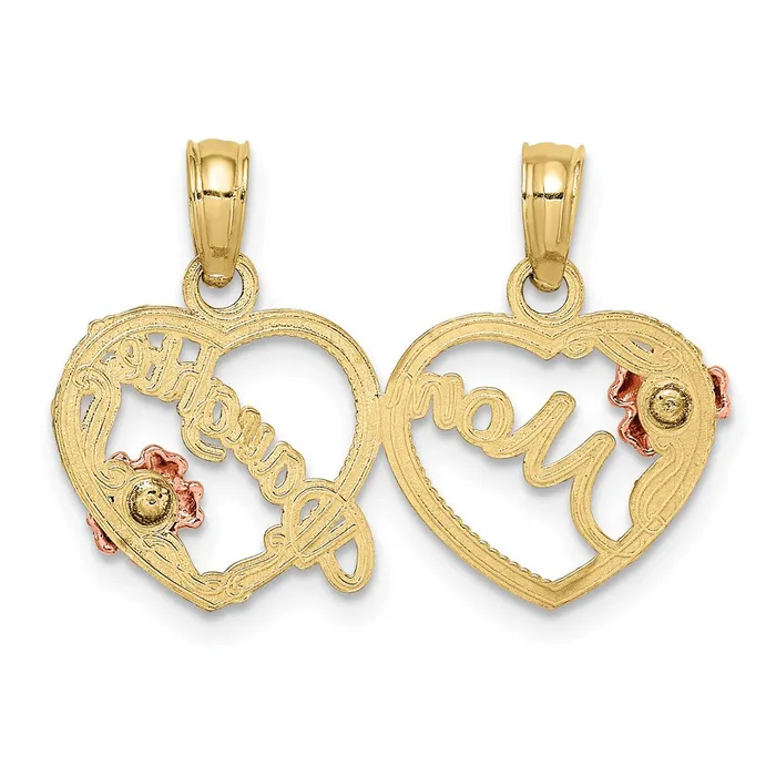 TreasureFineJewelers Rings 10K TwoTone MOM DAUGHTER Breakapart Hearts Pendant