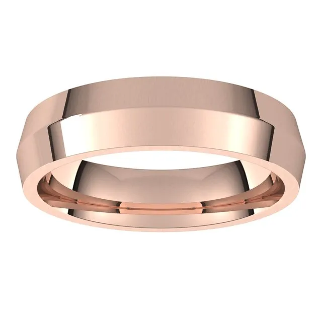 TreasureFineJewelers Rings 14K Rose Gold 5 mm Knife Edge Comfort Fit Wedding Band