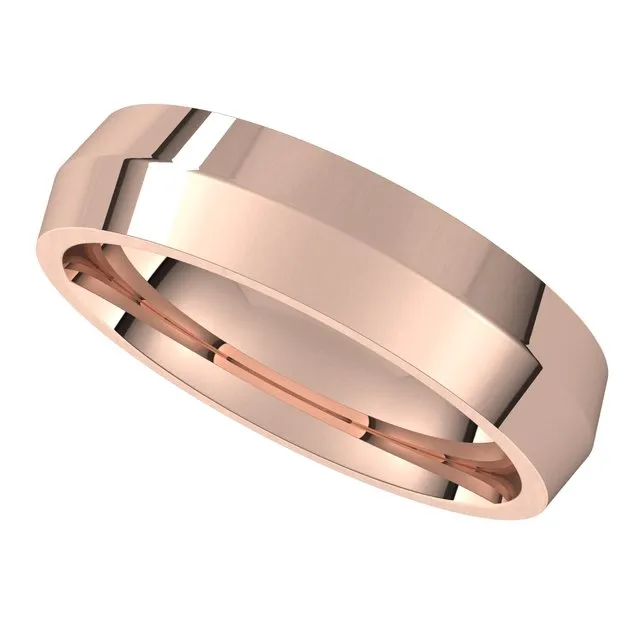 TreasureFineJewelers Rings 14K Rose Gold 5 mm Knife Edge Comfort Fit Wedding Band