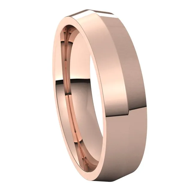 TreasureFineJewelers Rings 14K Rose Gold 5 mm Knife Edge Comfort Fit Wedding Band