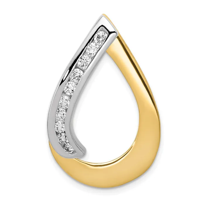 TreasureFineJewelers Rings 14k TwoTone AA Diamond Teardrop Slide